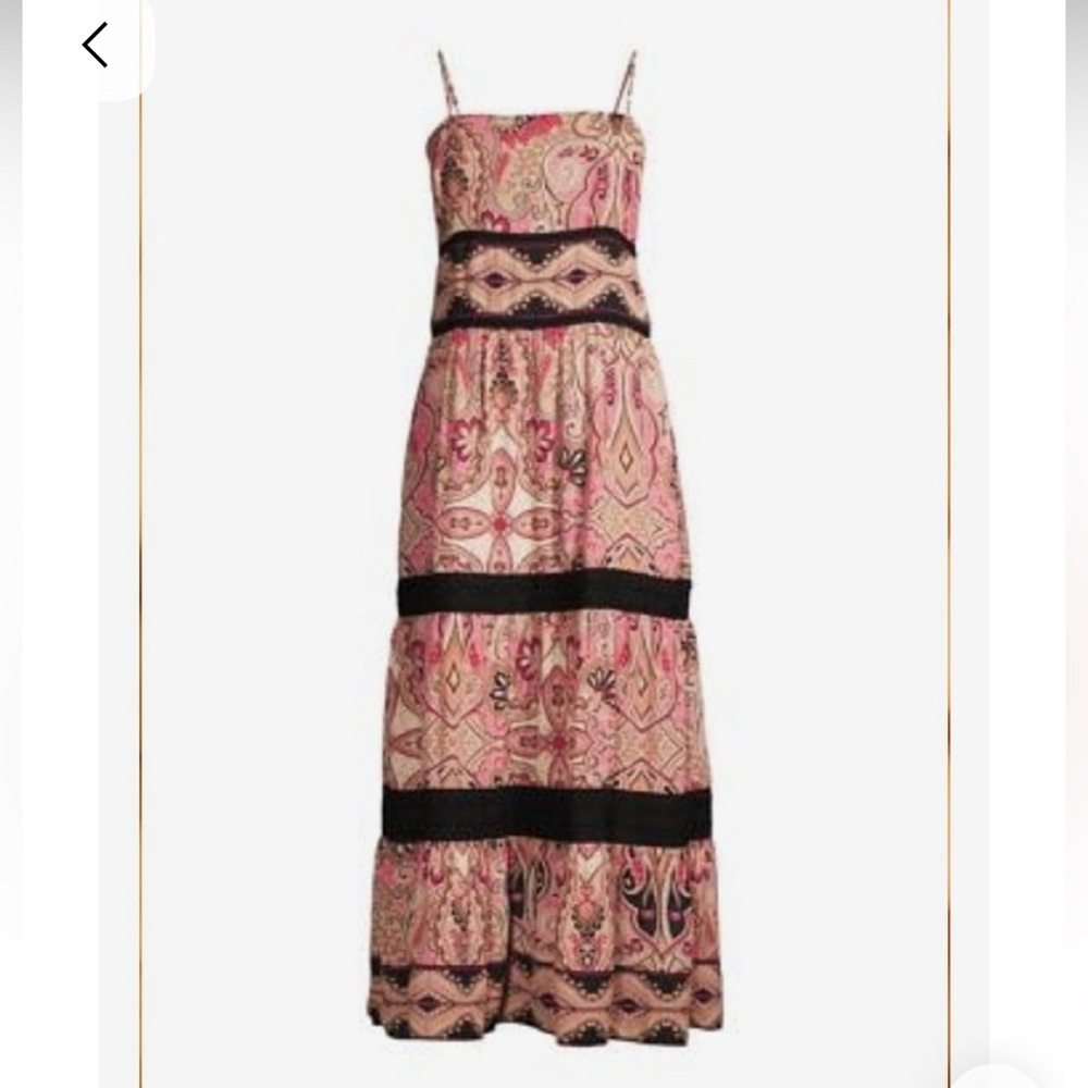 Donna Karen New York Rustic Chic Georgette Paisley Maxi Dress NWT
